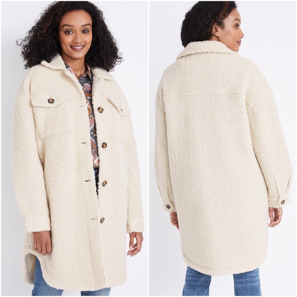 Nwt Vigoss Sherpa Longline Shacket Size Medium Cr… - image 2